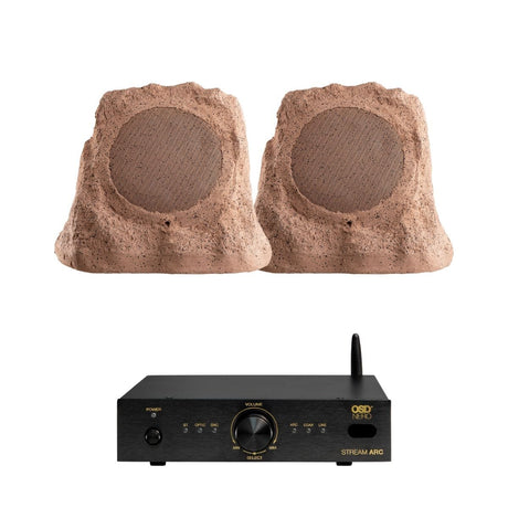 OSD Audio Nero Stream ARC Amplifier + RS670 Rock Speakers Outdoor Speaker Systems OSD Audio One Pair Brown 