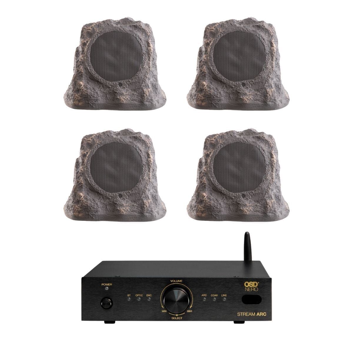 OSD Audio Nero Stream ARC Amplifier + RS670 Rock Speakers Outdoor Speaker Systems OSD Audio Two Pairs Slate 