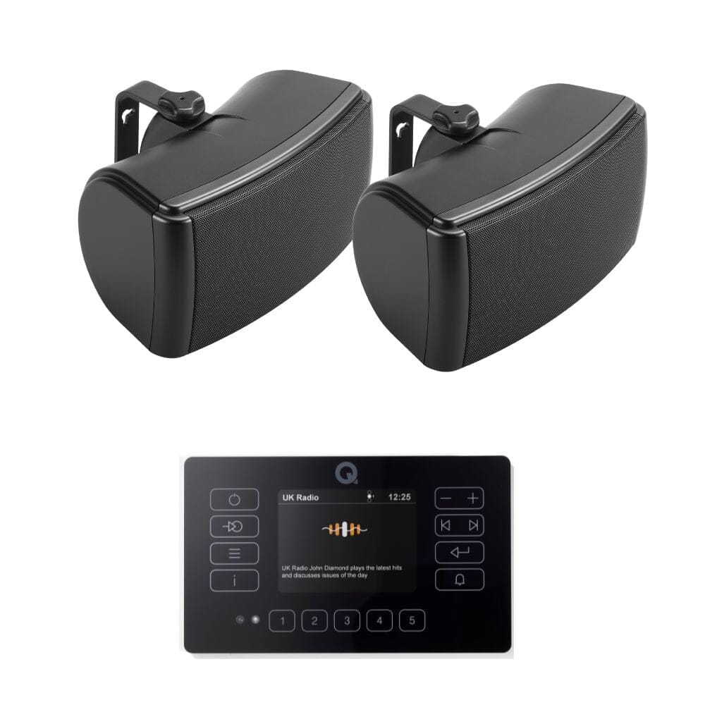 Q Acoustics E120 4.5" Outdoor Speaker System with Bluetooth & DAB Radio (Pair) Outdoor Speaker Systems Q Acoustics Black Black 