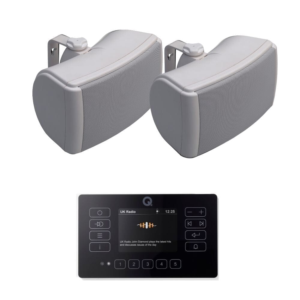 Q Acoustics E120 4.5" Outdoor Speaker System with Bluetooth & DAB Radio (Pair) Outdoor Speaker Systems Q Acoustics Black White 