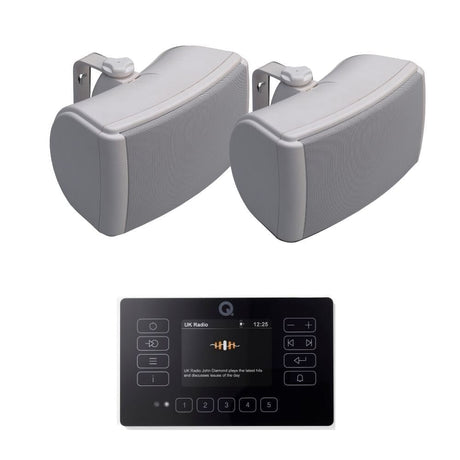 Q Acoustics E120 4.5" Outdoor Speaker System with Bluetooth & DAB Radio (Pair) Outdoor Speaker Systems Q Acoustics Black White 
