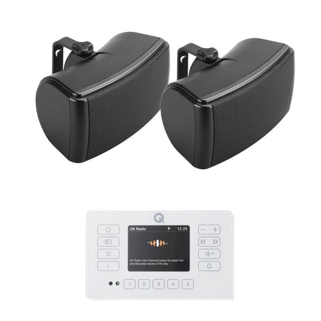 Q Acoustics E120 4.5" Outdoor Speaker System with Bluetooth & DAB Radio (Pair) Outdoor Speaker Systems Q Acoustics White Black 