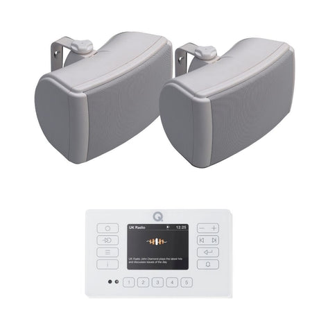 Q Acoustics E120 4.5" Outdoor Speaker System with Bluetooth & DAB Radio (Pair) Outdoor Speaker Systems Q Acoustics White White 