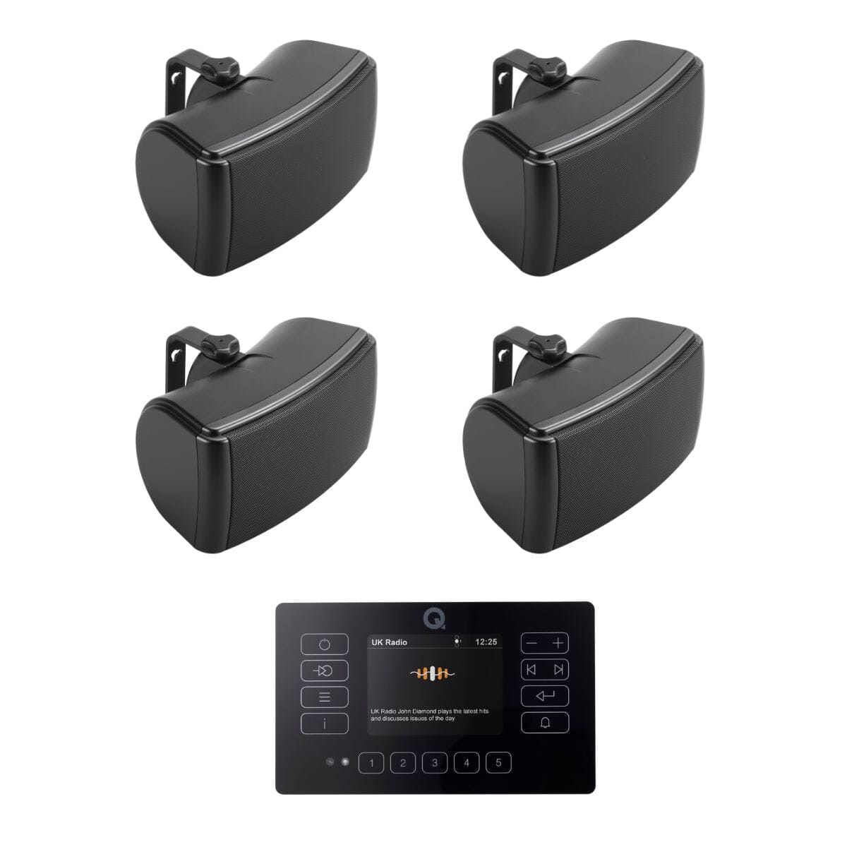 Q Acoustics E120 4.5" Outdoor Speaker System with Bluetooth & DAB Radio (Two Pairs) Outdoor Speaker Systems Q Acoustics Black Black 