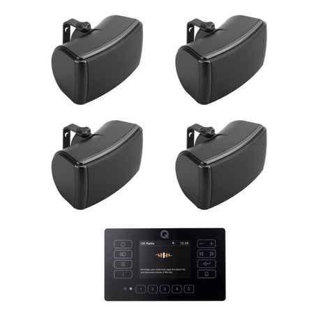 Q Acoustics E120 4.5" Outdoor Speaker System with Bluetooth & DAB Radio (Two Pairs) Outdoor Speaker Systems Q Acoustics Black Black 