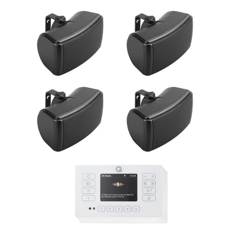 Q Acoustics E120 4.5" Outdoor Speaker System with Bluetooth & DAB Radio (Two Pairs) Outdoor Speaker Systems Q Acoustics White Black 