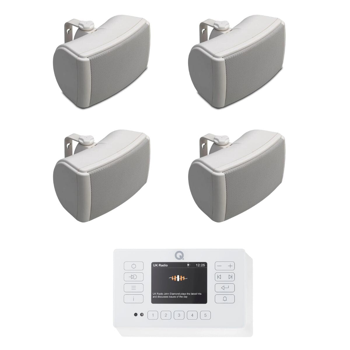 Q Acoustics E120 4.5" Outdoor Speaker System with Bluetooth & DAB Radio (Two Pairs) Outdoor Speaker Systems Q Acoustics White White 