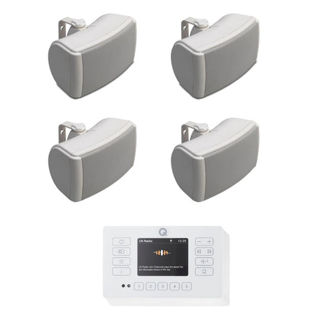 Q Acoustics E120 4.5" Outdoor Speaker System with Bluetooth & DAB Radio (Two Pairs) Outdoor Speaker Systems Q Acoustics White White 