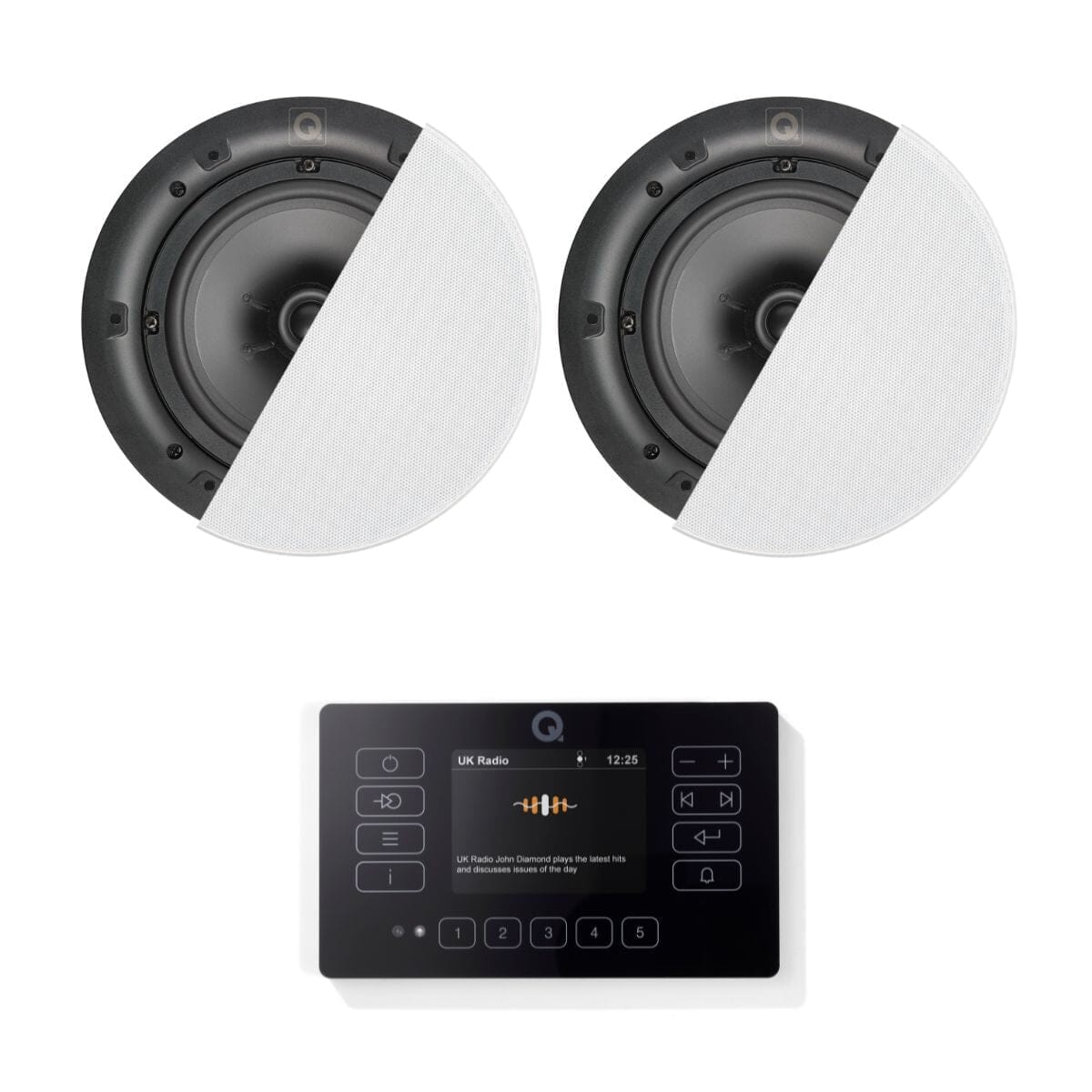 Q Acoustics E120 6.5" Ceiling Speaker HiFi System with Bluetooth/DAB+/FM In Ceiling Speaker Systems Q Acoustics Black One Pair High Definition