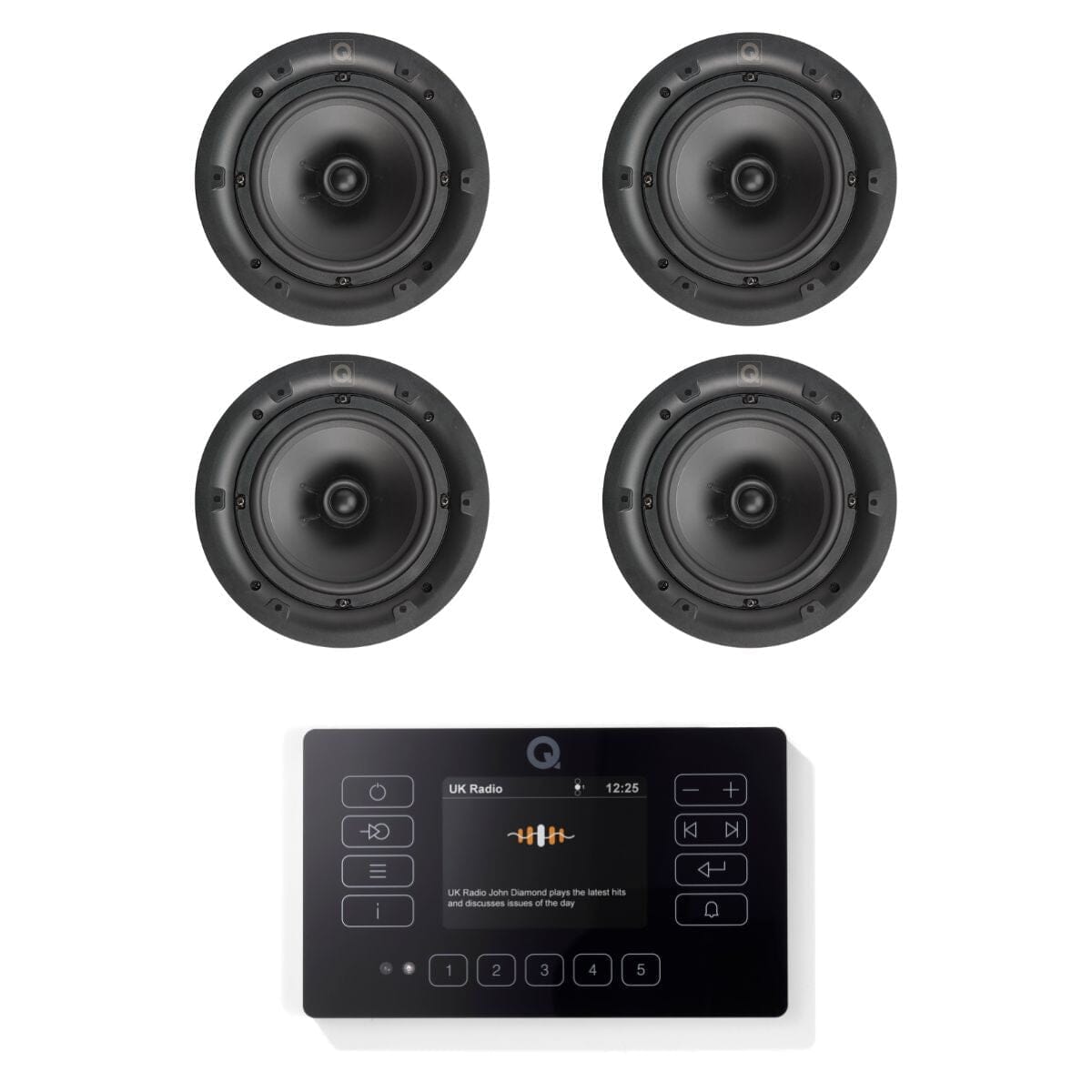 Q Acoustics E120 6.5" Ceiling Speaker HiFi System with Bluetooth/DAB+/FM In Ceiling Speaker Systems Q Acoustics Black Two Pairs High Definition