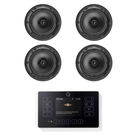 Q Acoustics E120 6.5" Ceiling Speaker HiFi System with Bluetooth/DAB+/FM In Ceiling Speaker Systems Q Acoustics Black Two Pairs High Definition