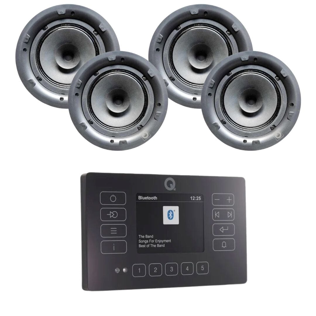 Q Acoustics E120 6.5" Ceiling Speaker HiFi System with Bluetooth/DAB+/FM In Ceiling Speaker Systems Q Acoustics Black Two Pairs Standard