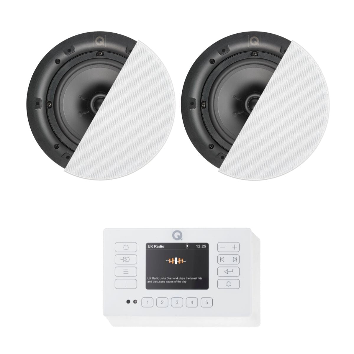 Q Acoustics E120 6.5" Ceiling Speaker HiFi System with Bluetooth/DAB+/FM In Ceiling Speaker Systems Q Acoustics White One Pair High Definition