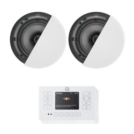 Q Acoustics E120 6.5" Ceiling Speaker HiFi System with Bluetooth/DAB+/FM In Ceiling Speaker Systems Q Acoustics White One Pair High Definition