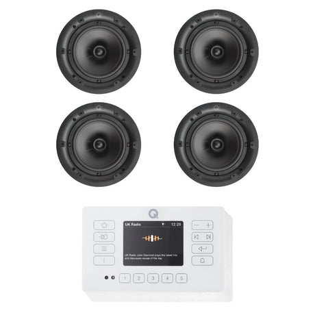 Q Acoustics E120 6.5" Ceiling Speaker HiFi System with Bluetooth/DAB+/FM In Ceiling Speaker Systems Q Acoustics White Two Pairs High Definition