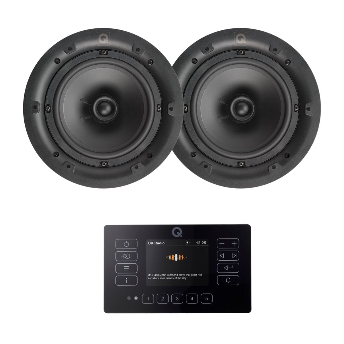 Q Acoustics E120 8" Bluetooth Ceiling Speaker System with FM/DAB Radio (Pair) In Ceiling Speaker Systems Q Acoustics Black 