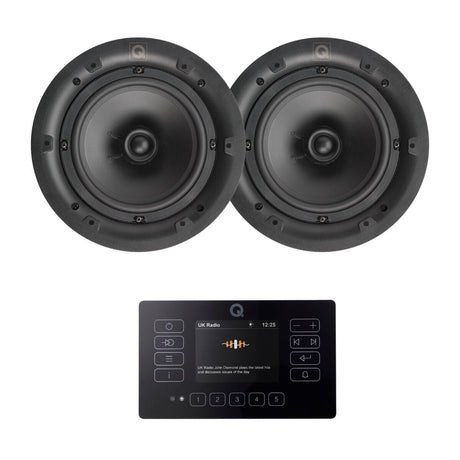 Q Acoustics E120 8" Bluetooth Ceiling Speaker System with FM/DAB Radio (Pair) In Ceiling Speaker Systems Q Acoustics Black 