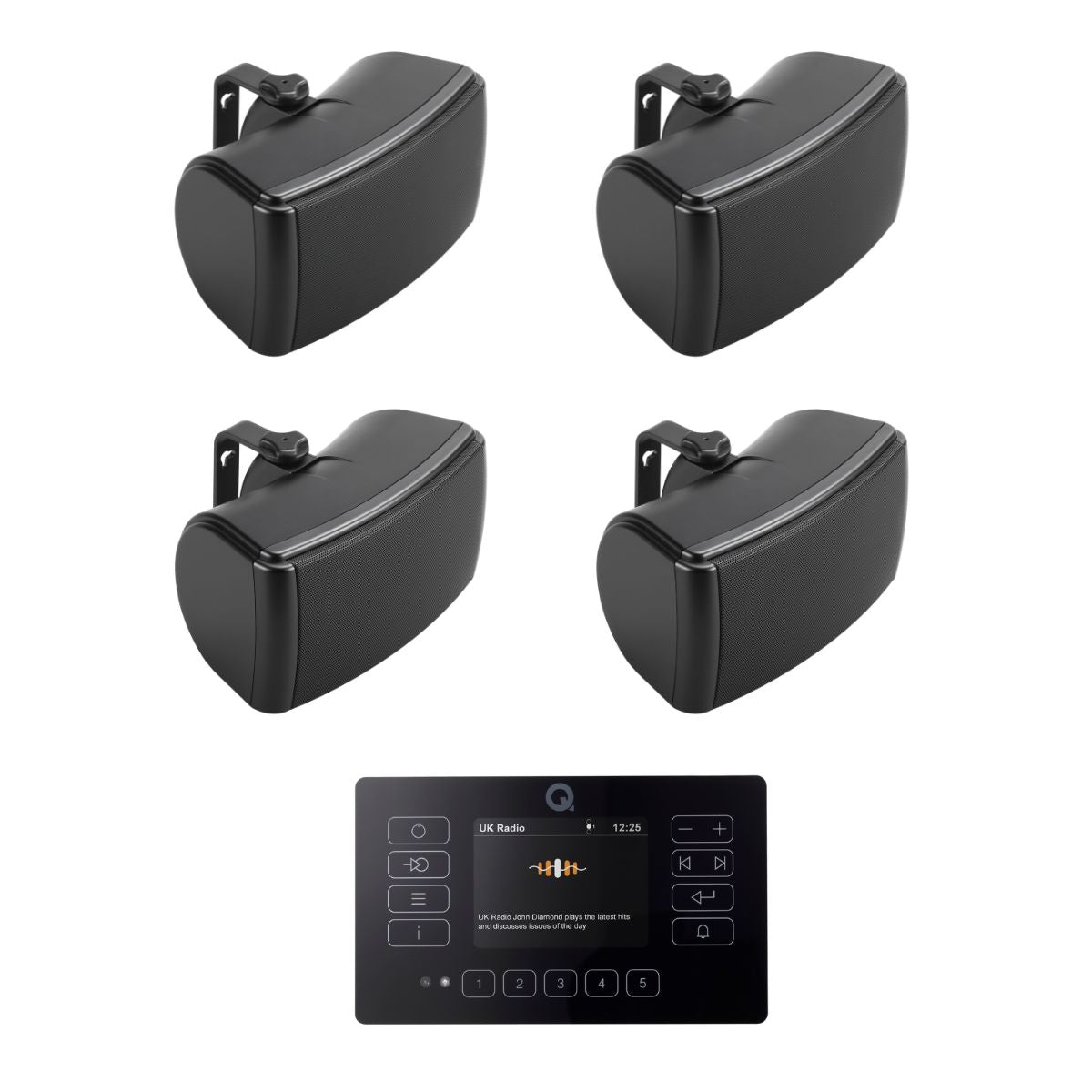 Q Acoustics E120 4.5" Outdoor Speaker System with Bluetooth & DAB Radio (Two Pairs)