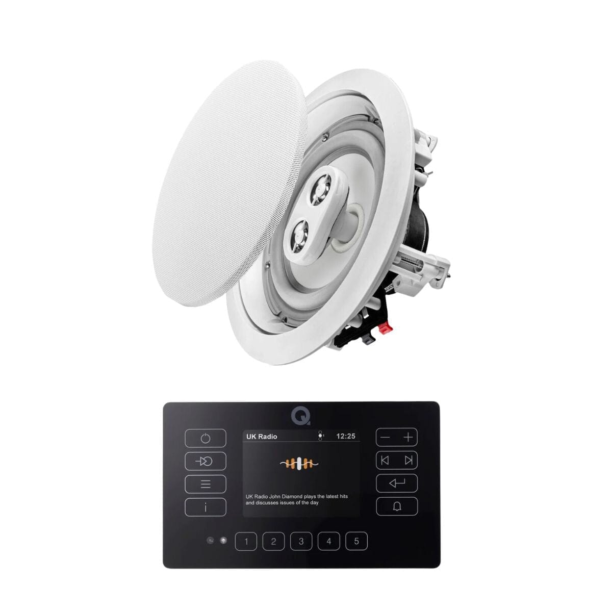 Q Acoustics E120 + OSD Audio ICE600 6.5" Bathroom Ceiling Speakers In Ceiling Speaker Systems Q Acoustics / OSD Audio Black Single Speaker 