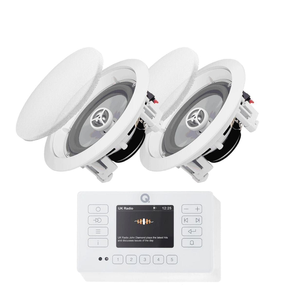 Q Acoustics E120 + OSD Audio ICE600 6.5" Bathroom Ceiling Speakers In Ceiling Speaker Systems Q Acoustics / OSD Audio White One Pair 