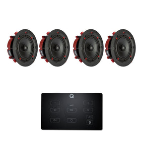 Q Acoustics E60 6.5" Bluetooth Amplifier with QI65CE EasyFit Speakers In Ceiling Speaker Systems Q Acoustics Black Two Pairs 