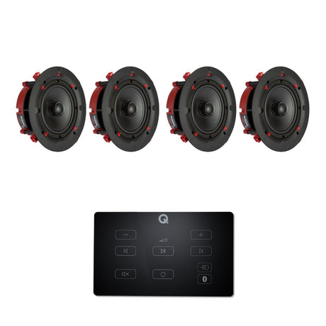 Q Acoustics E60 6.5" Bluetooth Amplifier with QI65CE EasyFit Speakers In Ceiling Speaker Systems Q Acoustics Black Two Pairs 