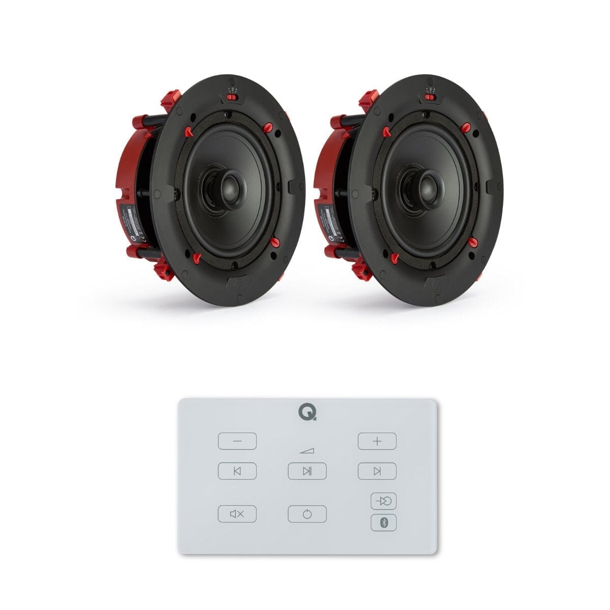 Q Acoustics E60 6.5" Bluetooth Amplifier with QI65CE EasyFit Speakers In Ceiling Speaker Systems Q Acoustics White One Pair 