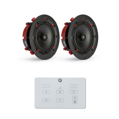 Q Acoustics E60 6.5" Bluetooth Amplifier with QI65CE EasyFit Speakers In Ceiling Speaker Systems Q Acoustics White One Pair 