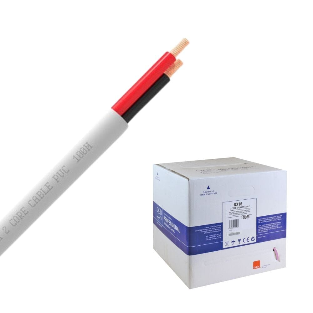 QED QX16/2 - 2 Core Speaker Cable - PVC - White (100m) Cables QED 