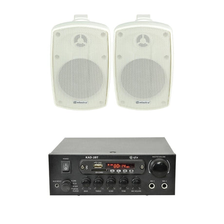 QTX KAD-2BT 4" Outdoor Speaker System with Bluetooth & FM Radio Outdoor Speaker Systems QTX White 