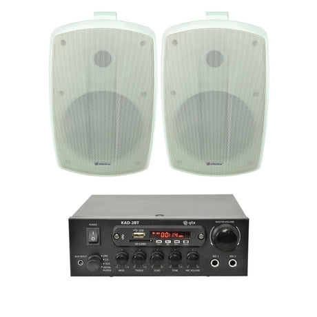 QTX KAD-2BT 6.5" Outdoor Speaker System with Bluetooth & FM Radio Outdoor Speaker Systems QTX White 