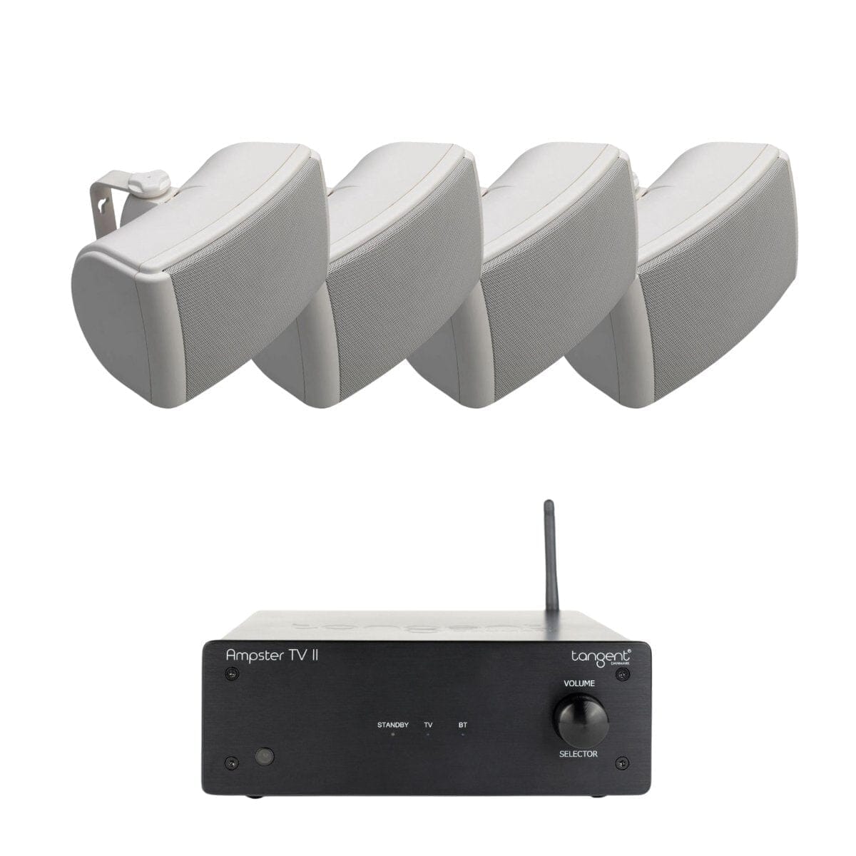 Tangent Ampster + Q Acoustics QI45EW 4.5" Outdoor Speakers Outdoor Speaker Systems Tangent Two Pairs White 