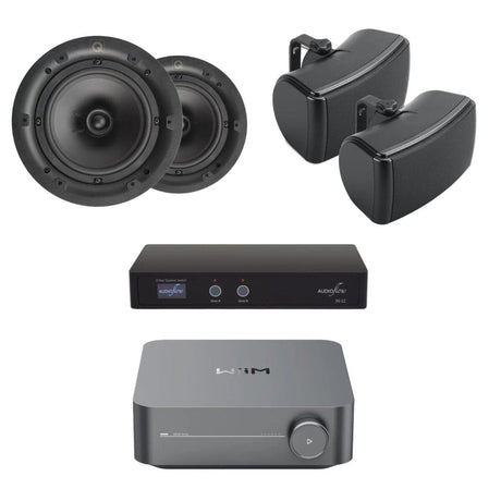 WiiM AMP + Q Acoustics QI65C Ceiling Speakers + QI45EW Indoor / Outdoor Speaker System In Ceiling Speaker Systems WiiM / Q Acoustics Black 