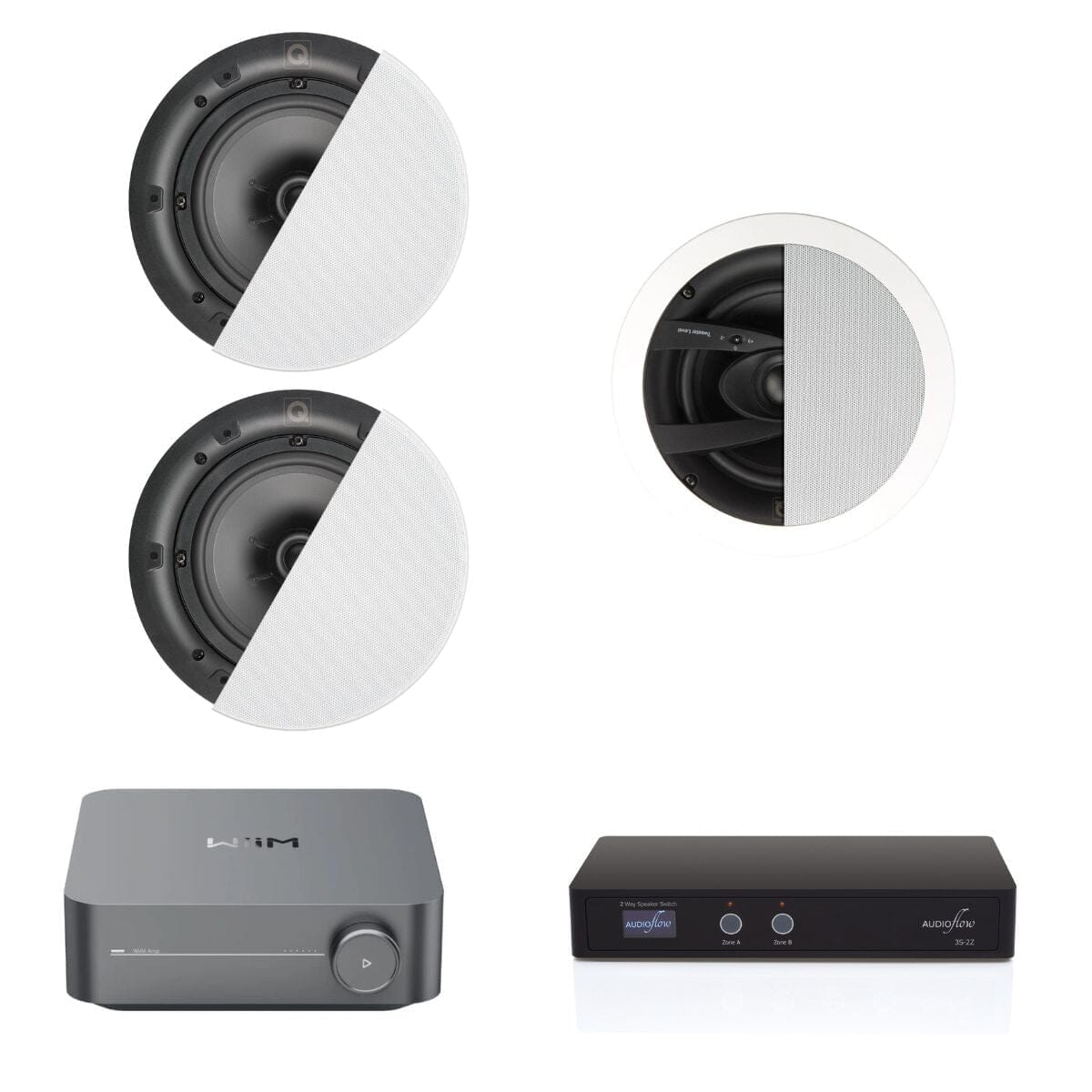 WiiM AMP + Q Acoustics QI65C + QI65CW-ST Bedroom & En-Suite Ceiling Speaker System In Ceiling Speaker Systems WiiM / Q Acoustics 