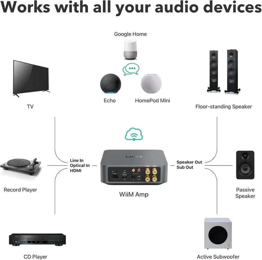 WiiM AMP Wi-Fi & Bluetooth Amplifier + JBL Stage 260C 6.5" Ceiling Speakers In Ceiling Speaker Systems WiiM / JBL 