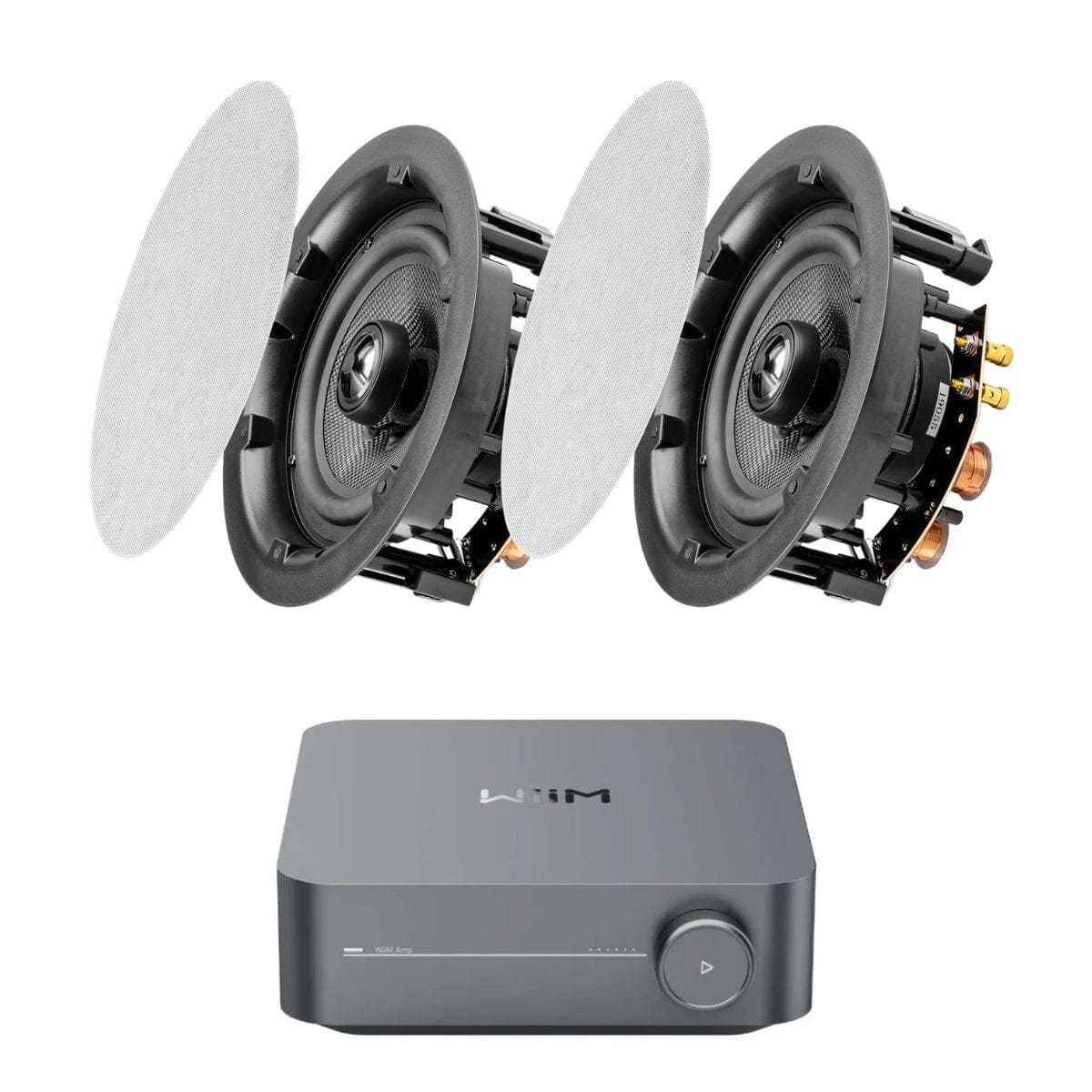 WiiM AMP Wi-Fi & Bluetooth Amplifier + OSD Audio ACE640 6.5" Ceiling Speakers In Ceiling Speaker Systems WiiM / OSD Audio One Pair 