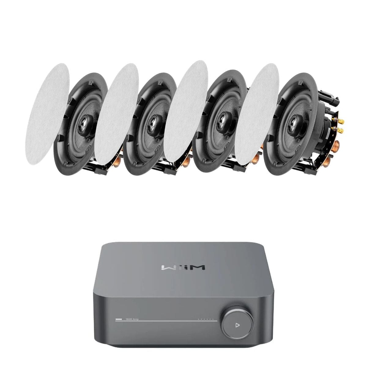 WiiM AMP Wi-Fi & Bluetooth Amplifier + OSD Audio ACE640 6.5" Ceiling Speakers In Ceiling Speaker Systems WiiM / OSD Audio Two Pairs 