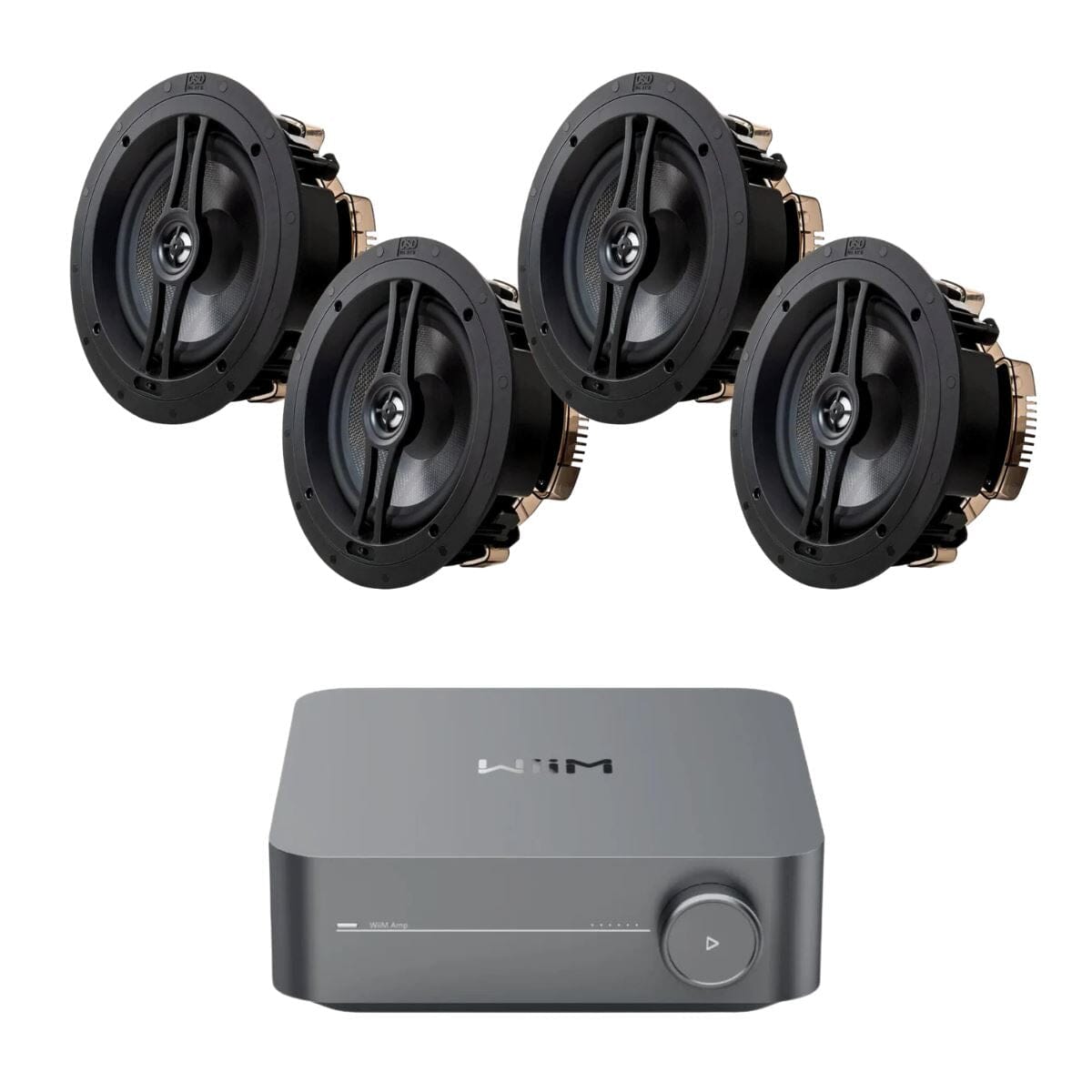 WiiM AMP Wi-Fi & Bluetooth Amplifier + OSD Audio Black Series R83 8" Ceiling Speakers In Ceiling Speaker Systems WiiM / OSD Audio Two Pairs 