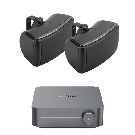 WiiM AMP Wi-Fi & Bluetooth Amplifier + Q Acoustics QI45EW 4.5" Outdoor Speakers Outdoor Speaker Systems WiiM / Q Acoustics One Pair Black 