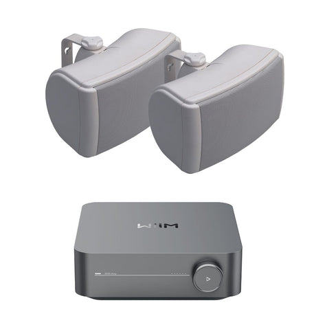 WiiM AMP Wi-Fi & Bluetooth Amplifier + Q Acoustics QI45EW 4.5" Outdoor Speakers Outdoor Speaker Systems WiiM / Q Acoustics One Pair White 