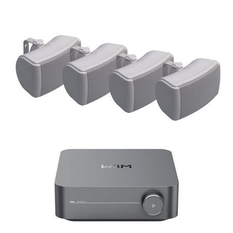 WiiM AMP Wi-Fi & Bluetooth Amplifier + Q Acoustics QI45EW 4.5" Outdoor Speakers Outdoor Speaker Systems WiiM / Q Acoustics Two Pairs White 