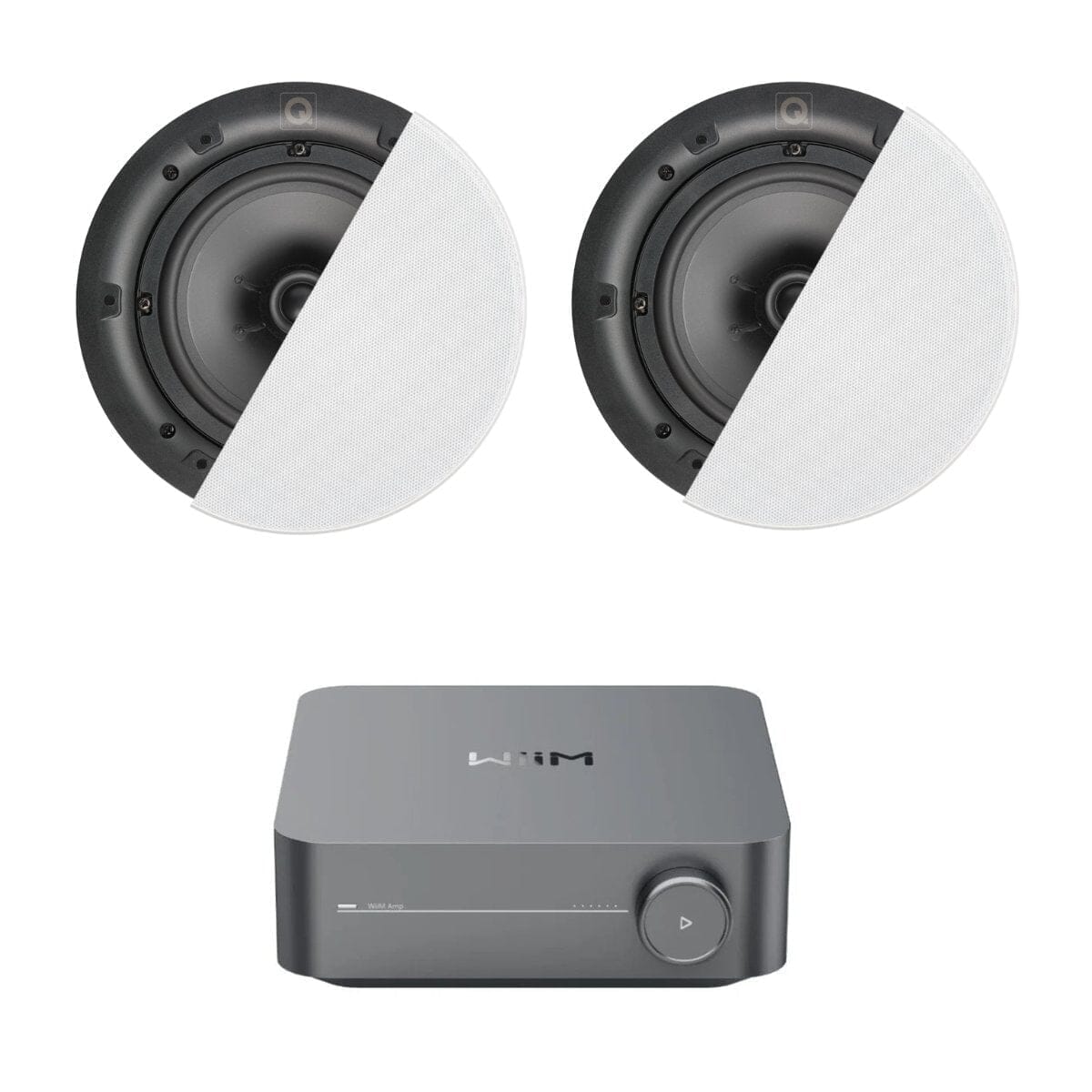 WiiM AMP Wi-Fi & Bluetooth Amplifier + Q Acoustics QI65C 6.5" Ceiling Speakers In Ceiling Speaker Systems WiiM / Q Acoustics One Pair 