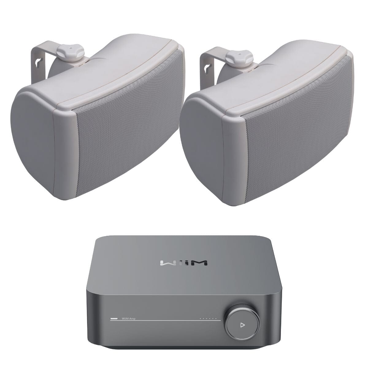 WiiM AMP Wi-Fi & Bluetooth Amplifier + Q Acoustics QI65EW 6.5" Outdoor Speakers Outdoor Speaker Systems WiiM / Q Acoustics One Pair White 