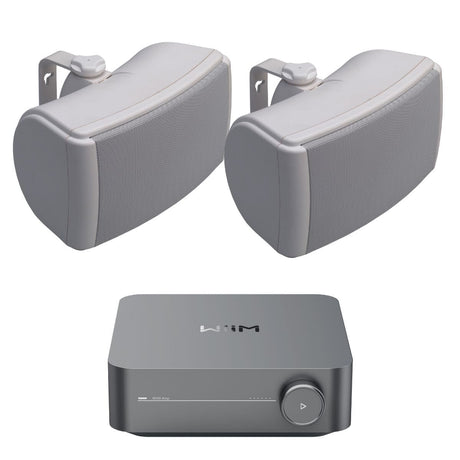 WiiM AMP Wi-Fi & Bluetooth Amplifier + Q Acoustics QI65EW 6.5" Outdoor Speakers Outdoor Speaker Systems WiiM / Q Acoustics One Pair White 
