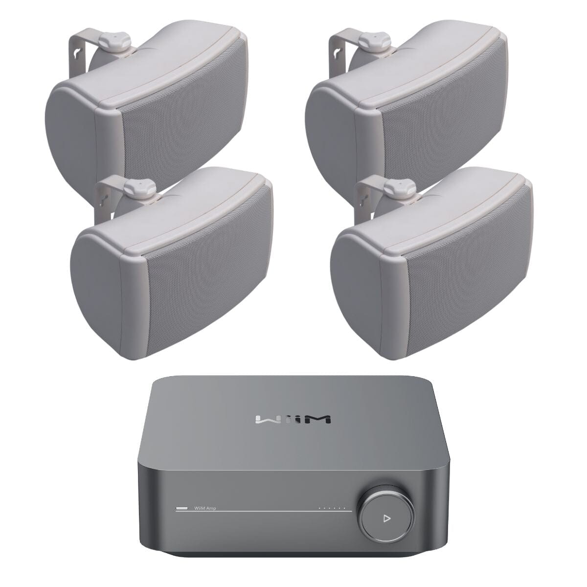 WiiM AMP Wi-Fi & Bluetooth Amplifier + Q Acoustics QI65EW 6.5" Outdoor Speakers Outdoor Speaker Systems WiiM / Q Acoustics Two Pairs White 