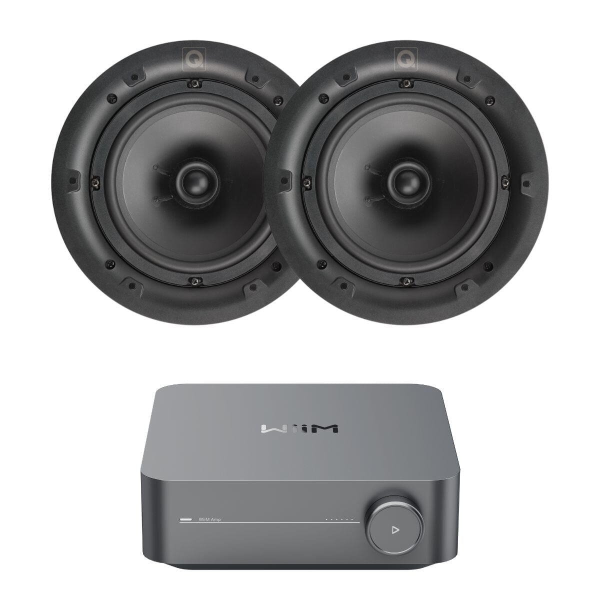 WiiM AMP Wi-Fi & Bluetooth Amplifier + Q Acoustics QI80C 8" Ceiling Speakers In Ceiling Speaker Systems WiiM / Q Acoustics One Pair 