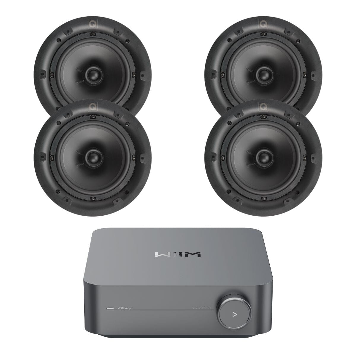 WiiM AMP Wi-Fi & Bluetooth Amplifier + Q Acoustics QI80C 8" Ceiling Speakers In Ceiling Speaker Systems WiiM / Q Acoustics Two Pairs 