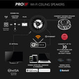 Lithe Audio Pro Series IP44 Bluetooth & Wi-Fi Ceiling Speaker (Pair) In Ceiling Speaker Systems Lithe Audio 