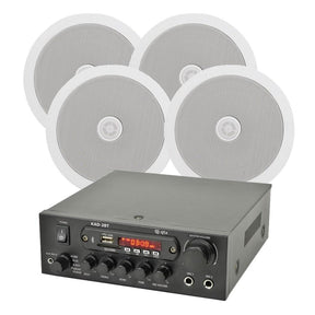 QTX KAD-2BT FM Radio & Bluetooth Speaker System inc. 4 x 6.5" In Ceiling Speakers Ceiling Speaker Systems QTX 