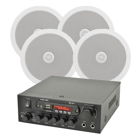 QTX KAD-2BT FM Radio & Bluetooth Speaker System inc. 4 x 6.5" In Ceiling Speakers Ceiling Speaker Systems QTX 